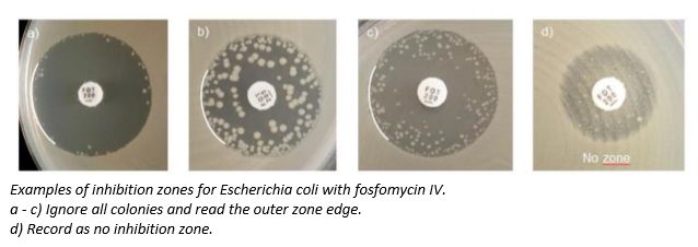 EUCAST interpretation fosfomycin MIC zones