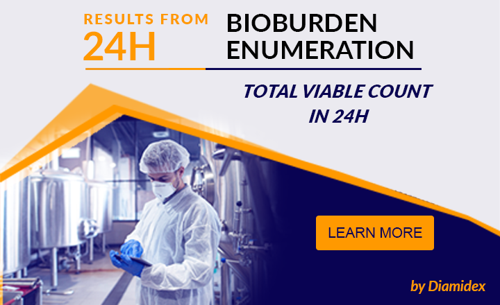 Bioburden enumeration total viable count in 24 hours from Diamidex