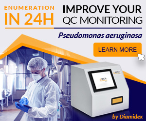 Diamidex MICA Pseudomonas for enumeration of Pseudomonas aeruginosa in 24 hours