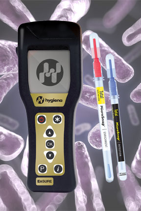 MicroSnap Total swab sampling devices and EnSURE hand held luminometer