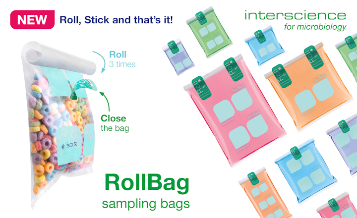 RollBag is a sampling bag with a sticker closure for sample collection
