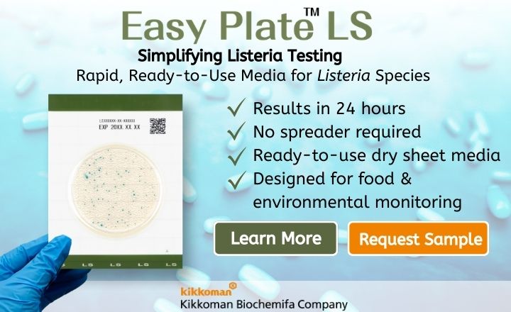 Dry sample ready plate for Listeria enumeration