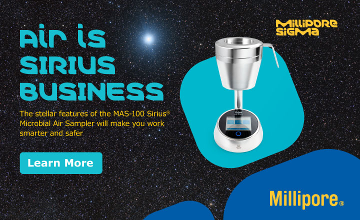 MAS 100 Sirius Air Sampler along with Merck and Millipore branding