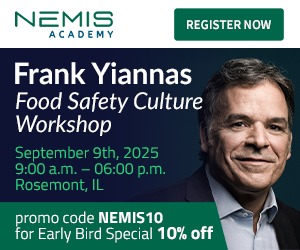Register for Frank Yiannas Food Safety Culture Workshop in Rosemont IL hosted by Nemis