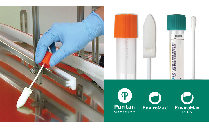 Environmental monitoring of food production area using a Puritan swab