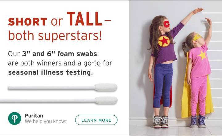 Puritan<sup>®</sup> Sterile Foam Swabs - Short or Long - Essential Testing Supplies