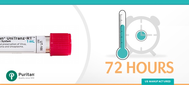 Store viral samples for 72 hours