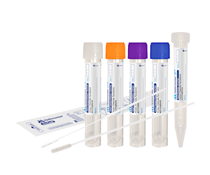 Flocked swabs and viral transport media for COVID-19
