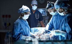 Medical professionals working in an operating room
