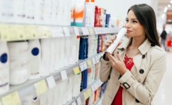 Woman shopping for personal care products